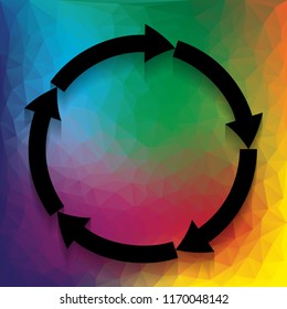 Circular arrows sign. Vector. Flat style black icon on white.