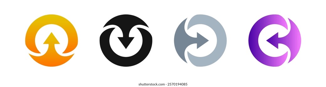 Circular Arrows Vector Icon Set for Refresh and Navigation