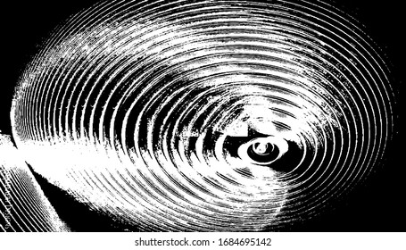 Circular artistic explosion texture. Distressed uneven grunge background. Abstract vector illustration. Overlay to create interesting effect and depth. Isolated on white background.