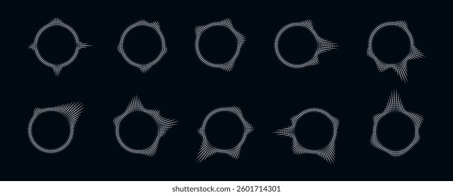 Circular audio music equalizer soundwave symbol set.Voice visualization spectrum abstract radial sound wave.