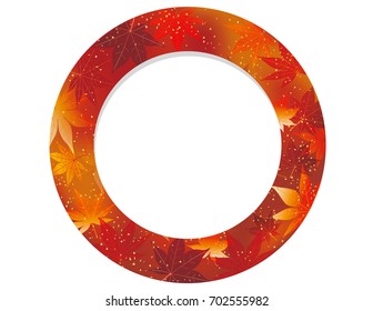 A circular autumn vector frame illustration. 
