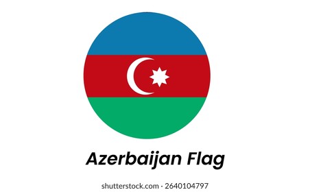 Circular Azerbaijani Flag Icon: Blue, Red, Green Stripes