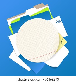 Circular background of color office stuff