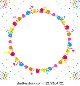 Circular background of colored flags with space for text in the middle