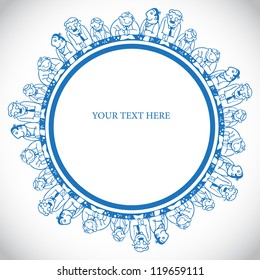 Circular background with doodles people