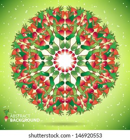 circular background with vegetables and fruit