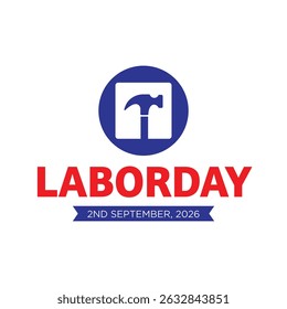 Circular badge with hammer icon for Labor Day graphic