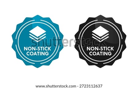 Circular badge icon for non-stick coating technology, featuring stacked layers symbol, perfect for cookware, industrial surfaces, and product packaging labels.