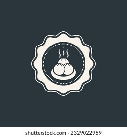 Circular Badge Logo of Meatball, Bakso Indonesian Street Food Vector Design Concept.