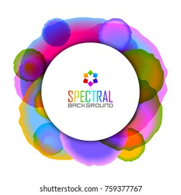 Circular badge on spectral colorful watercolor style background