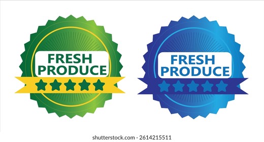 Circular Badges and Fresh Produce Labels – Colorful Seal Designs for Food Packaging and Branding