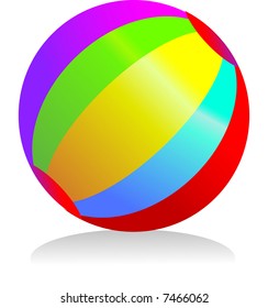a circular ball with rainbow colours bright and a summer icon