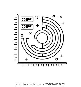Icono de contorno de gráfico de barras circulares, Ilustración vectorial