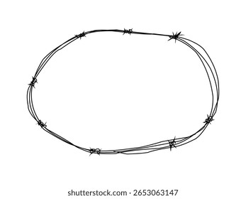 desenho de ilustração de arame farpado circular.eps