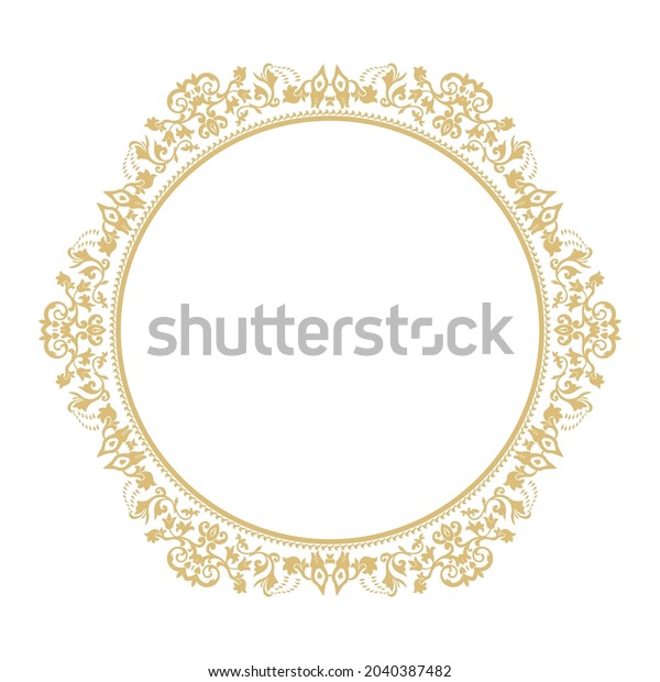 Circular baroque ornament. Gold decorative\
frame. The place for the text. Applicable for monograms, logo,\
wedding invitation, menu. Vector\
graphics.