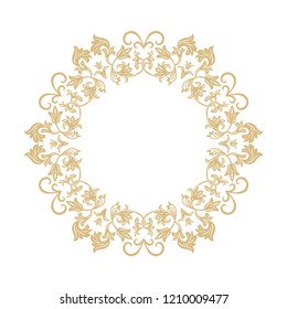 Circular baroque ornament. A gold frame in retro style for a logo, congratulatory, invitations, decoration. Vector.