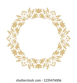 Circular baroque ornament. A gold frame in retro style for a logo, congratulatory, invitations, decoration. Vector.