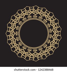 Circular baroque ornament. A gold frame in retro style for a logo, congratulatory, invitations, decoration. Vector.