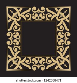 Circular baroque ornament. A gold frame in retro style for a logo, congratulatory, invitations, decoration. Vector.