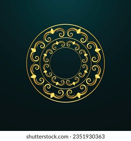 Circular baroque pattern. Round floral ornament. Vintage frame. Greeting card. Wedding invitation. Retro style. Vector logo template, labels and badges.
