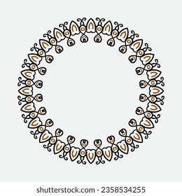 Patrón barroco circular. Ornamento floral redondo. Marco vintage. Tarjeta de felicitación. Invitación a la boda. Estilo retro. Plantilla de logotipo vectorial, etiquetas y distintivos