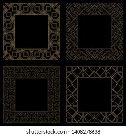 Circular baroque patterns. Round floral arabic ornaments. Vintage frame. Greeting card. Wedding invitation. Retro style. Monogram decorative frames. Vector logo template, labels and badges