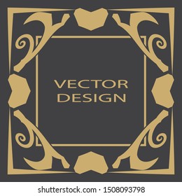 Circular baroque vector ornament. Gold flower decorative frame. Art element of design of invitations to a wedding, greeting cards, menu. Logo template, monogram.