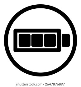 Circular battery icon illustrates renewable power, electricity storage and eco-friendly energy in modern design.