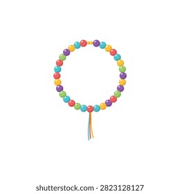 Circular beaded necklace with multi-colored beads and hanging tassel, vibrant fashion accessory, round jewelry with bright colorful beads