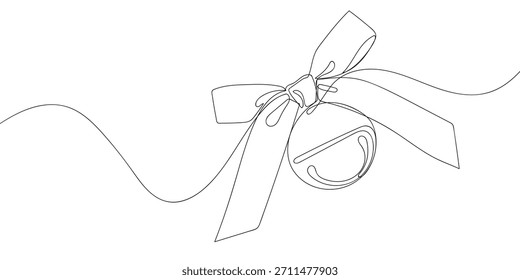Circular bells in one continuous line simple linear style. Doodle vector illustration.