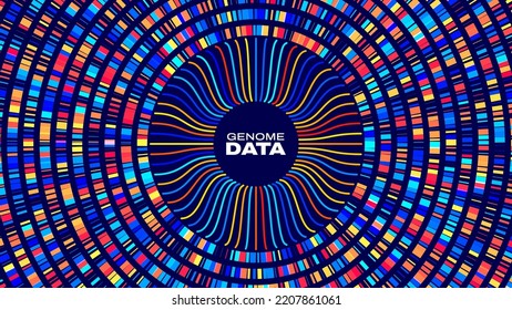 Gráfico circular de Big Data. Infografía de prueba de ADN. Mapa de secuencia del genoma. Arquitectura cromosómica, Gráfica de secuenciación de moléculas. Concepto de Ciencia y Tecnología Genética. Fondo de la ilustración vectorial.