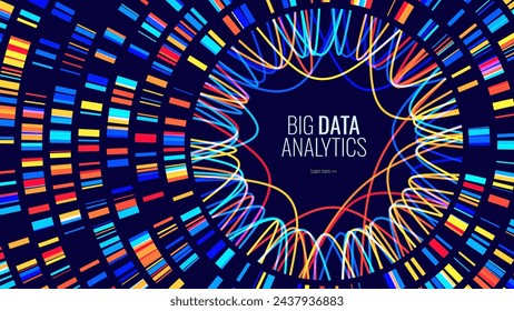 In: Circular Big Data Graph. In: DNA Test Infographic. Karte der Genomsequenz. In: Chromosome Architecture, Molecule Sequencing Chart. In: Genetic Science and Technology Concept. Hintergrund der Vektorgrafik.