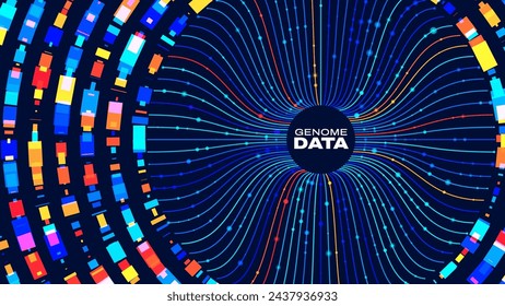 Circular Big Data Graph. DNA Test Infographic. Genome Sequence Map. Chromosome Architecture, Molecule Sequencing Chart. Genetic Science and Technology Concept. Vector Illustration Background.