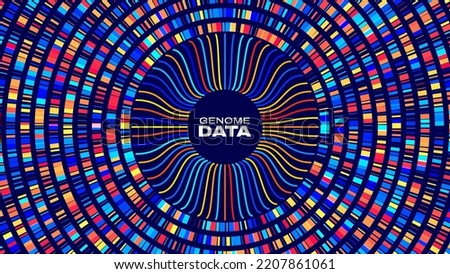 Circular Big Data Graph. DNA Test Infographic. Genome Sequence Map. Chromosome Architecture, Molecule Sequencing Chart. Genetic Science and Technology Concept. Vector Illustration Background.