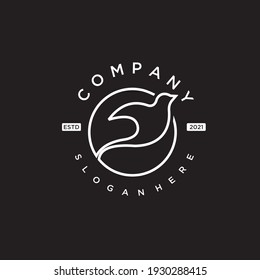 circular bird vector outline logo design