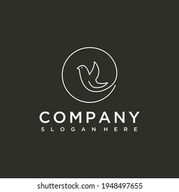 diseño de logotipo de contorno de vector de ave circular