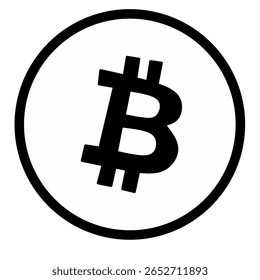 El símbolo circular de Bitcoin de la criptomoneda