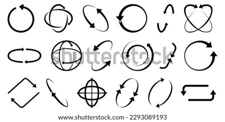 Circular black arrow collection. Circular globe arrows collection