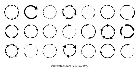 Circular black arrow collection. Set of black circle arrows