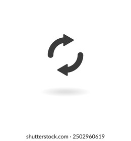 Circular black arrows. Black arrows in a circle isolated on a white background vector. Simple black arrows. The direction of the arrows in a circle. 