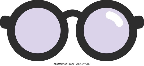 Gafas negras circulares, ilustración, vector, sobre un fondo blanco.