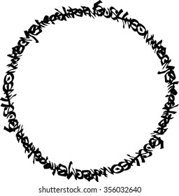 circular black graffiti tag pattern on white