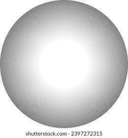 Ilustración abstracta de medio tono negro circular sobre un fondo transparente
