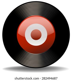 Circular black record on the white background