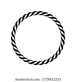Uma borda circular de corda torcida preta formando um quadro minimalista em um fundo branco