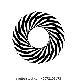 Circular black and white curl. Round emblem or logotype. Abstract minimalistic creativity and art. Corporate branding. Flat vector illustration isolated on white background
