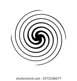 Circular black and white curl. Round emblem or logotype. Abstract minimalistic creativity and art. Sticker for social networks. Flat vector illustration isolated on white background