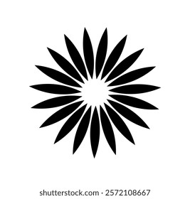 Circular black and white curl. Silhouette of petals. Abstract minimalistic creativity and art. Rotation effect. Corporate branding. Flat vector illustration isolated on white background