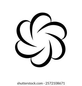 Circular black and white curl. Structure of atom. Abstract minimalistic creativity and art. Rotation effect. Graphic element for website. Flat vector illustration isolated on white background