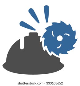 Circular Blade Head Protection vector icon. Style is bicolor flat symbol, cobalt and gray colors, rounded angles, white background.